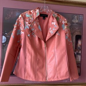 COLLEEN LOPEZ embroidered laud leather jacket